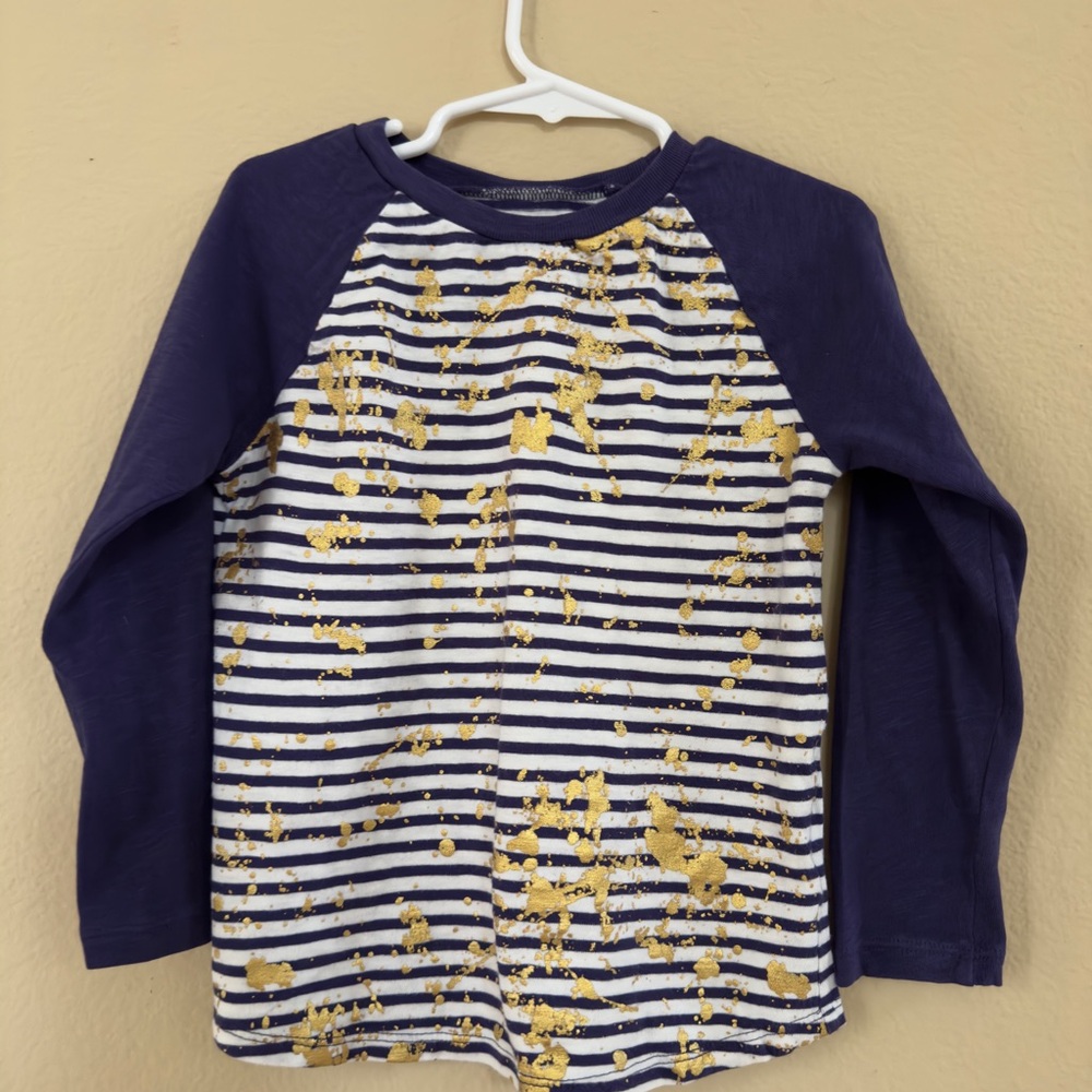 Crewcuts Navy and Gold Splatter Long Sleeve Tee